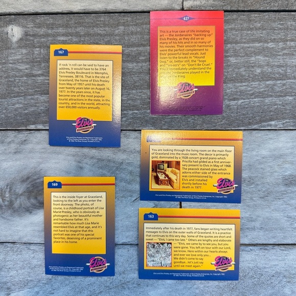 5ct The Elvis Collection and Graceland Tour Collector’s Cards - Picture 15 of 15